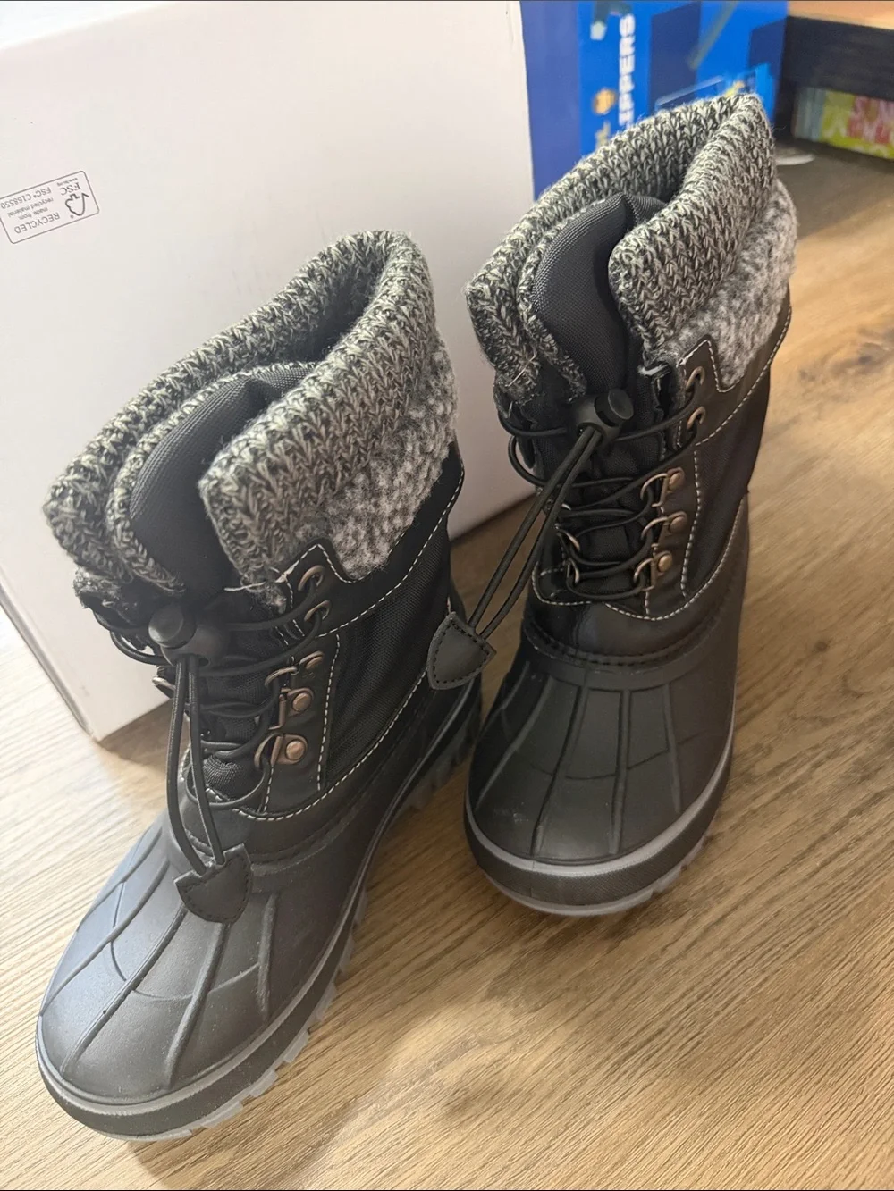 Dreampairs Kids Black Winter Boots - US 13